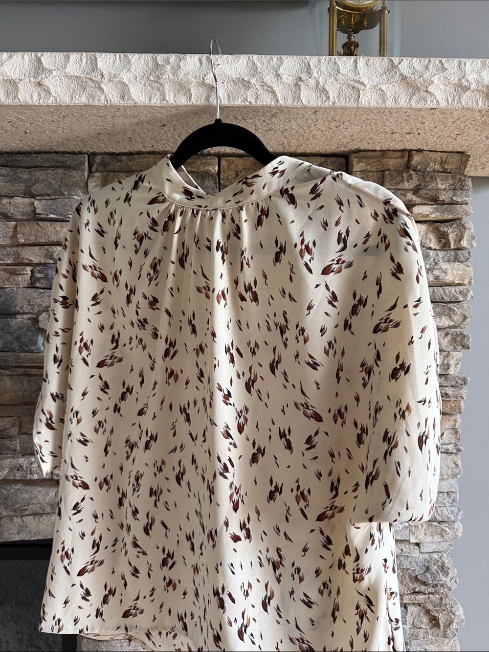 Ivory Floral Print Short-Sleeve Blouse